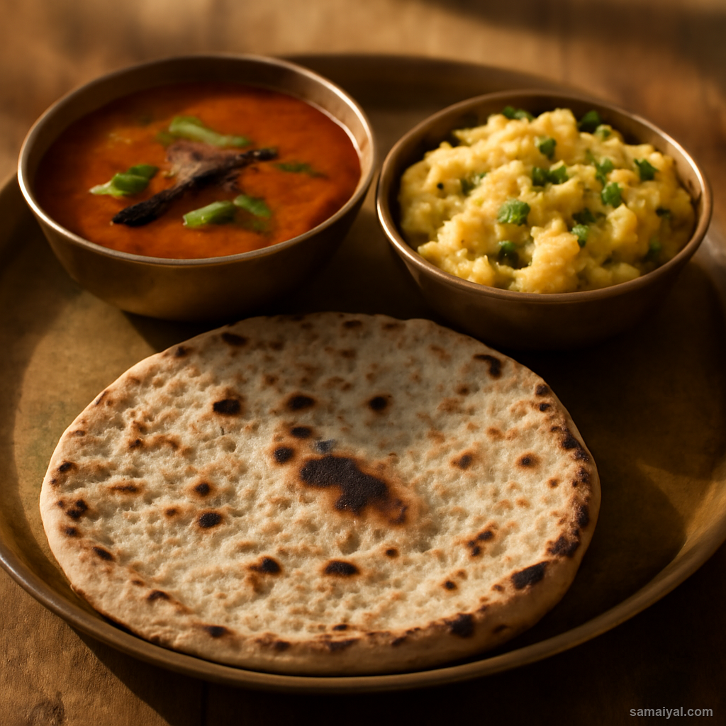 Aamti Pithla Bhakri Complete Maharashtrian Meal