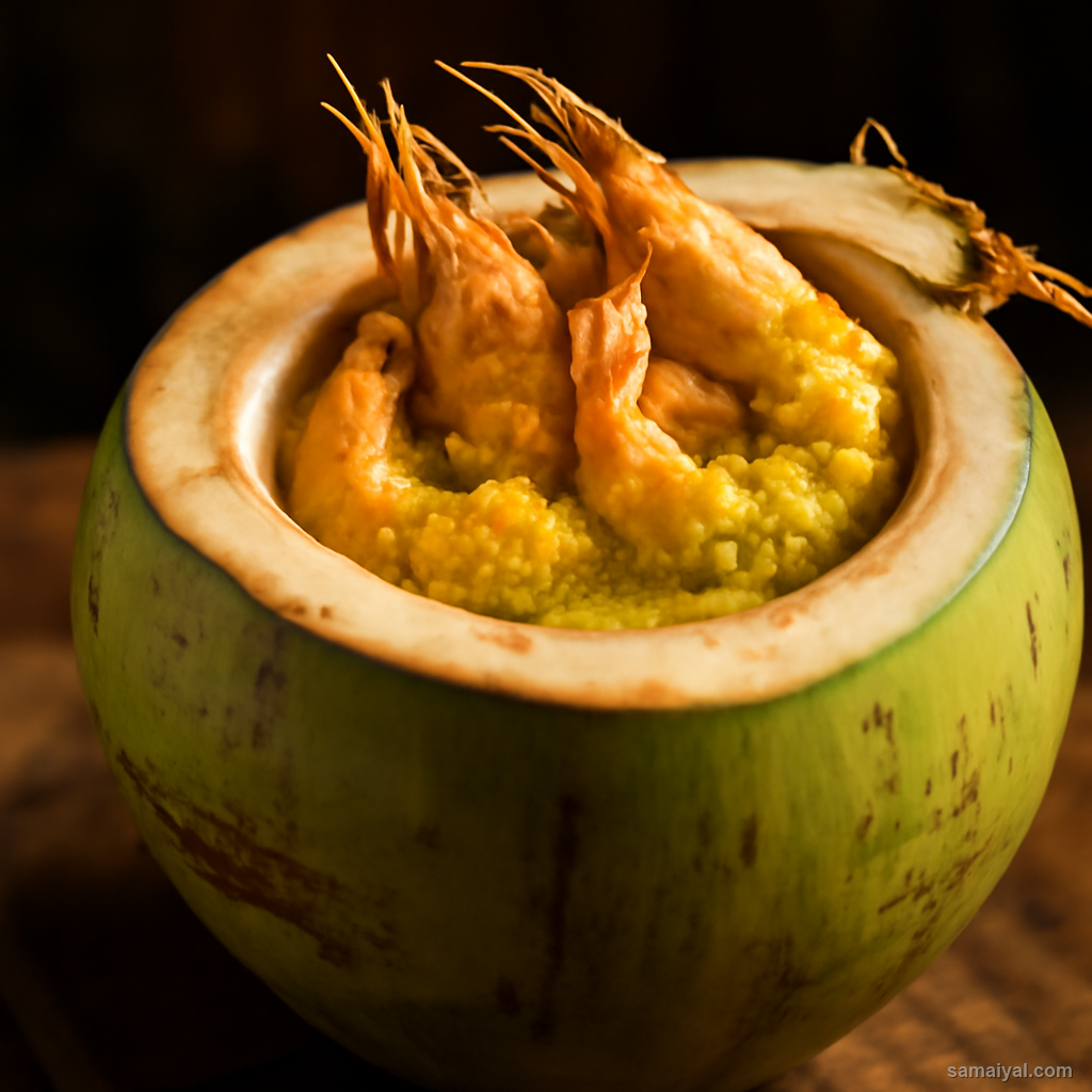 Daab Chingri Prawn In Green Coconut Bengali