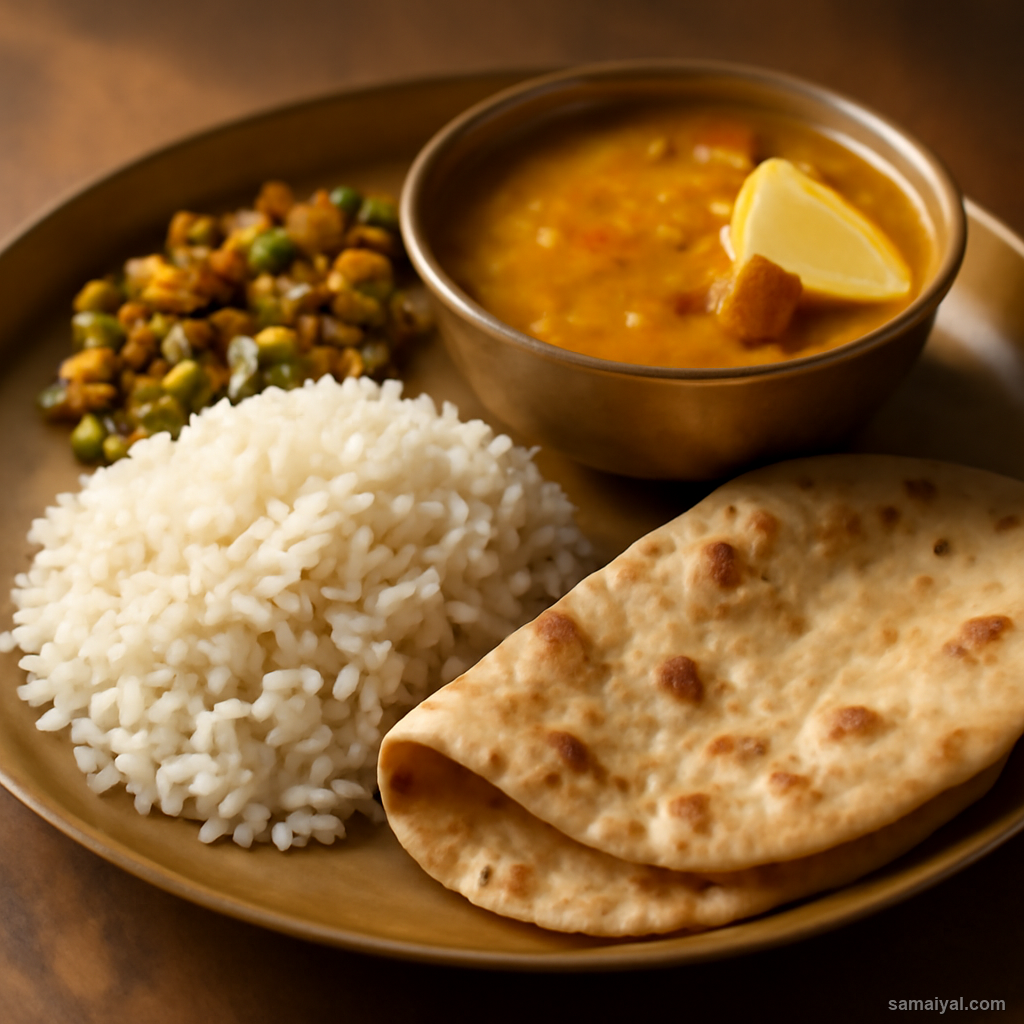 Gujarati Thali Complete Meal Dal Rice