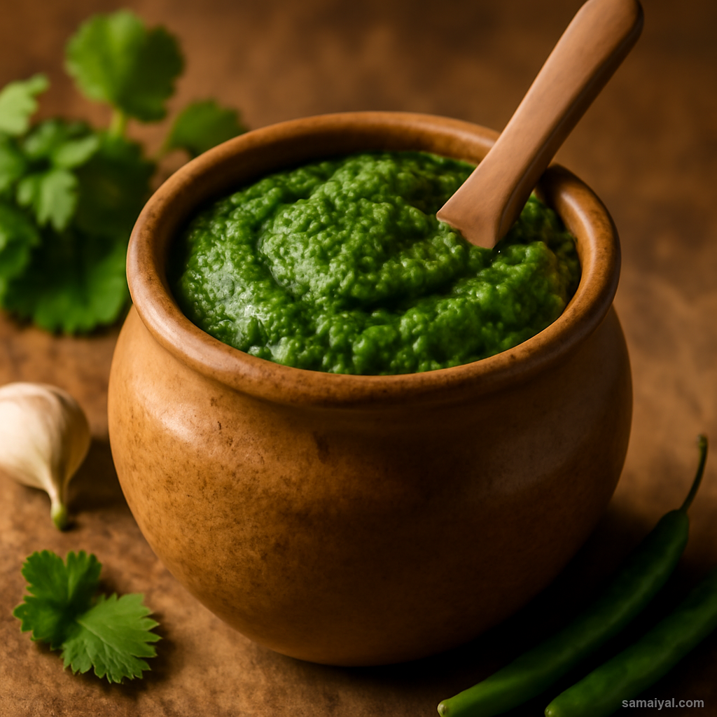 Haryanvi Hara Dhania Chutney Green Coriander Chilli Dip