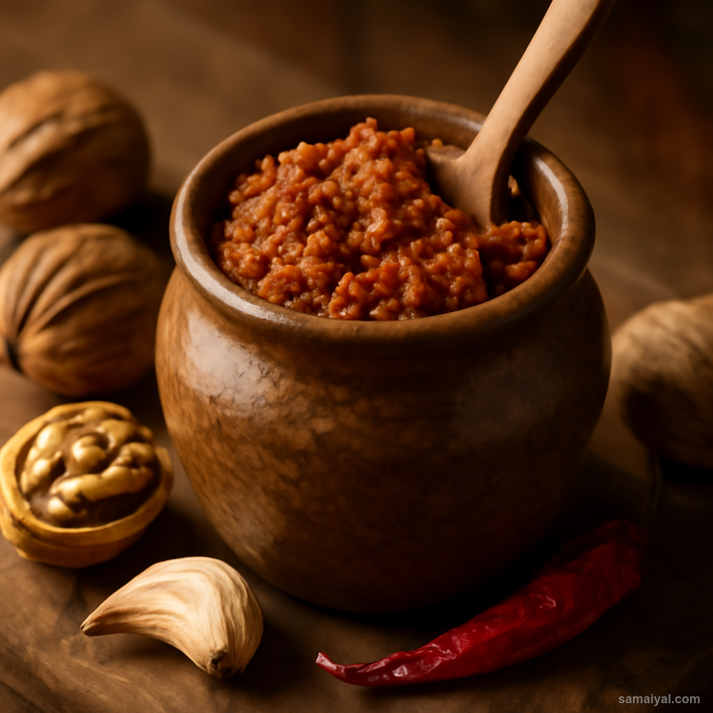 Kashmir Walnut Chutney Akhrout Garlic Chilli Fresh Condiment