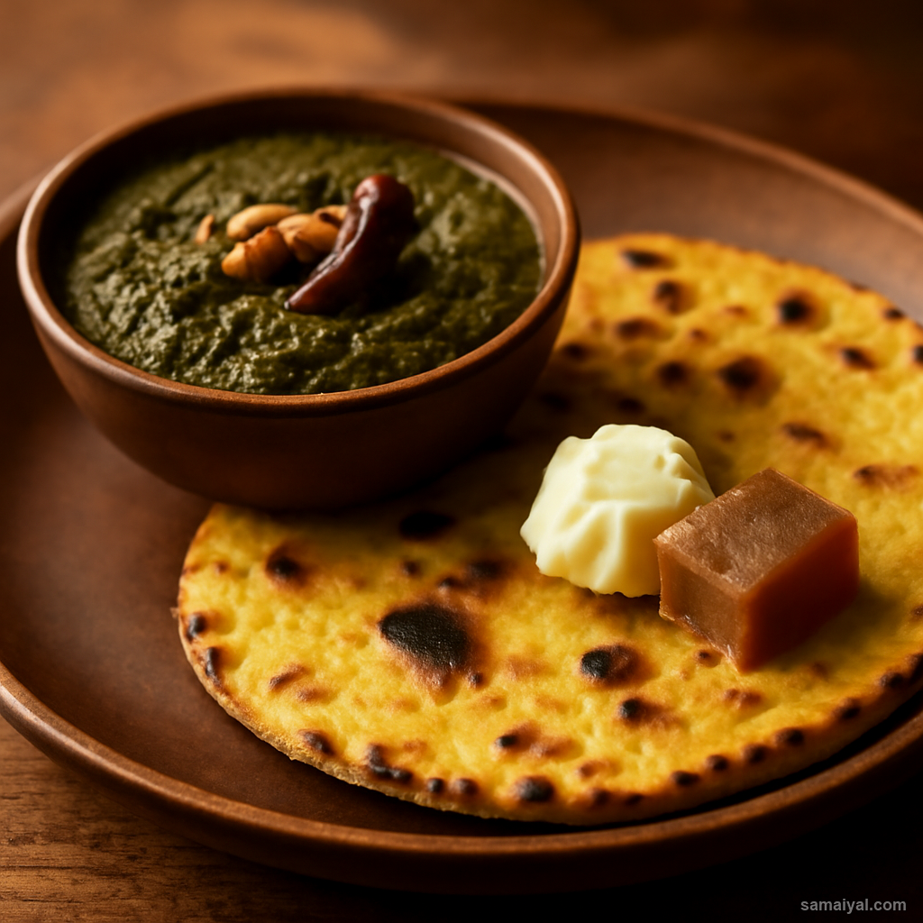 Punjabi Makki Saag Roti Cornmeal Greens Winter
