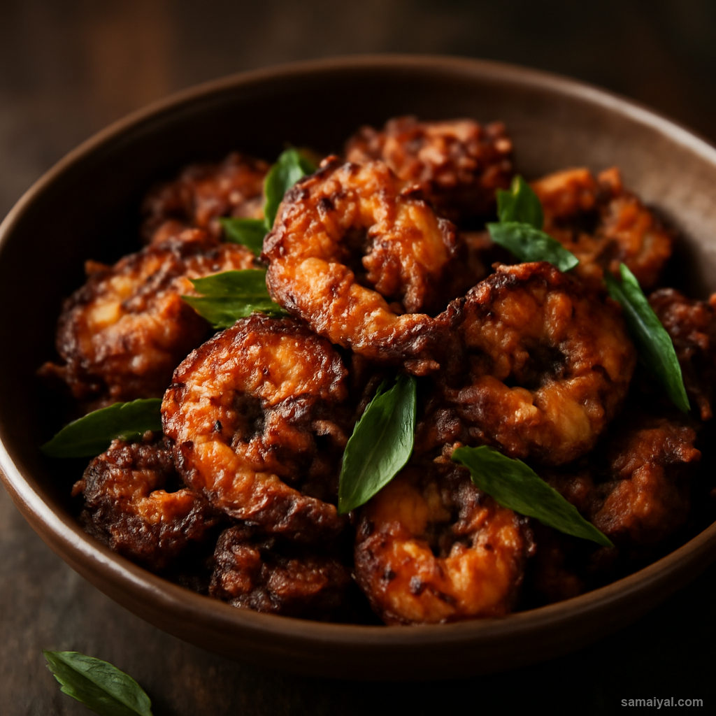 Telangana Royyala Vepudu Prawn Dry Stir Fry Spiced Andhra